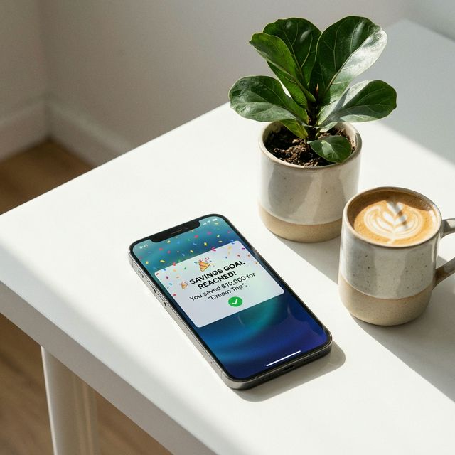 Couple automating UK savings with banking apps and digital pots for hands-free wealth building