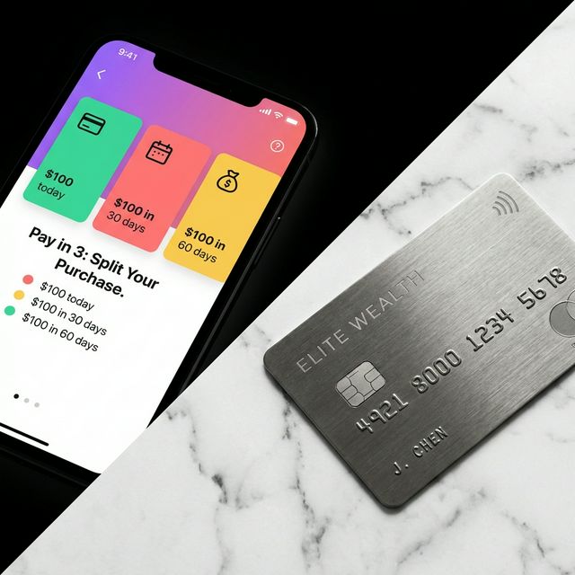 Shopper comparing buy now pay later vs credit card options, understanding UK debt risks