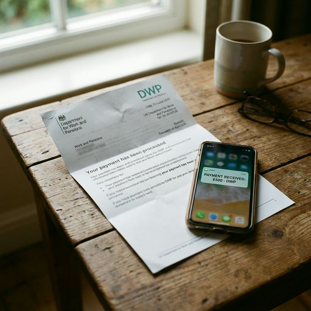 Couple checking DWP cost of living payment eligibility and UK government financial support in 2026