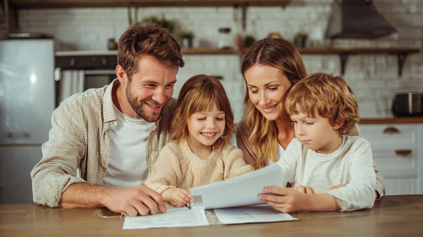 Family in pastel outfits reviewing the UK budget 2026 impact on household finances